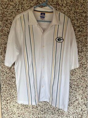 Vintage Green Bay Packers Reebok Pinstripe Camp Shirt Size L NFL